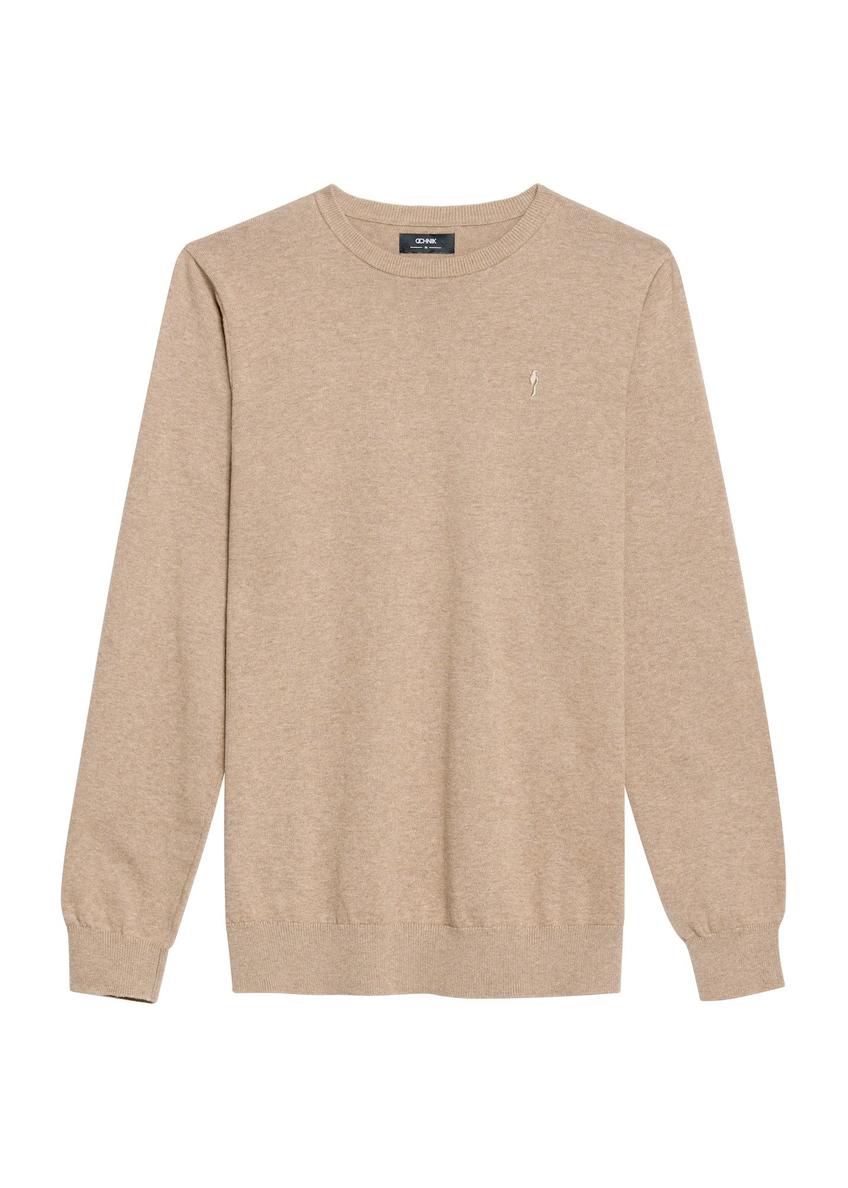 Camelowy bawełniany sweter męski SWEMT-0114A-1D(Z26)