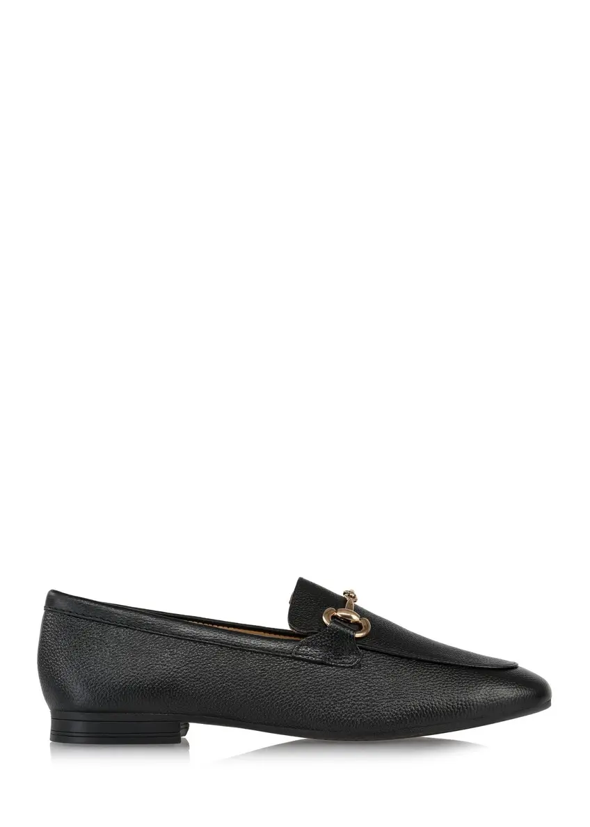 Black leather women's loafers BUTYD-1105-99(Z24)