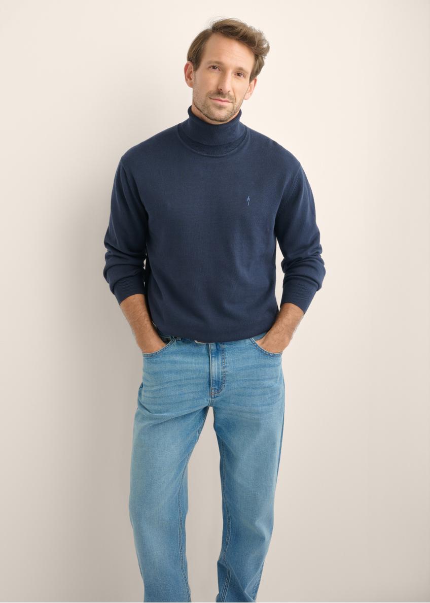 Sweter męski z golfem w kolorze granatowym SWEMT-0095B-7E(Z26)