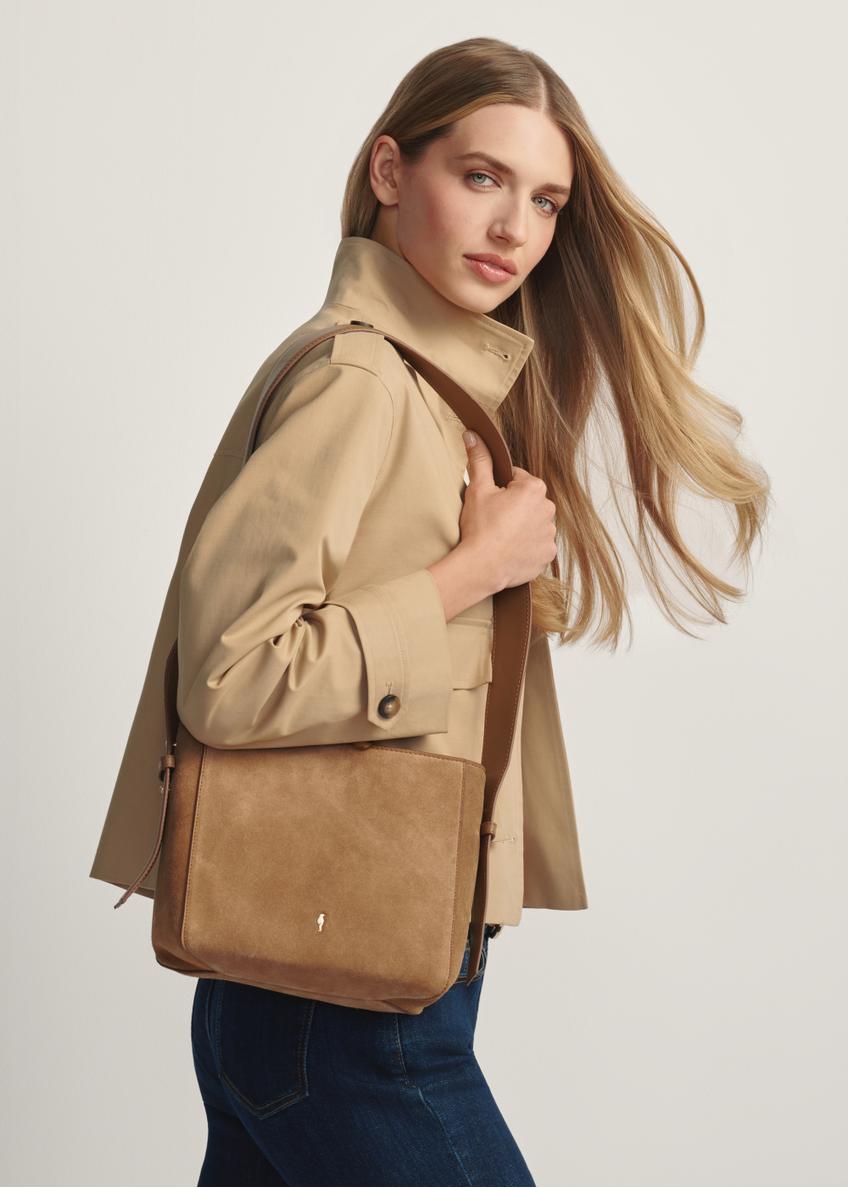 Skórzana torebka damska w kolorze beżowym TORES-1251-1B(W26)