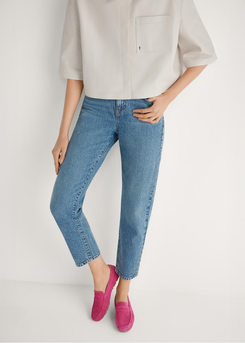 Skórzane mokasyny damskie w kolorze fuksji BUTYD-1262-5E(W26)