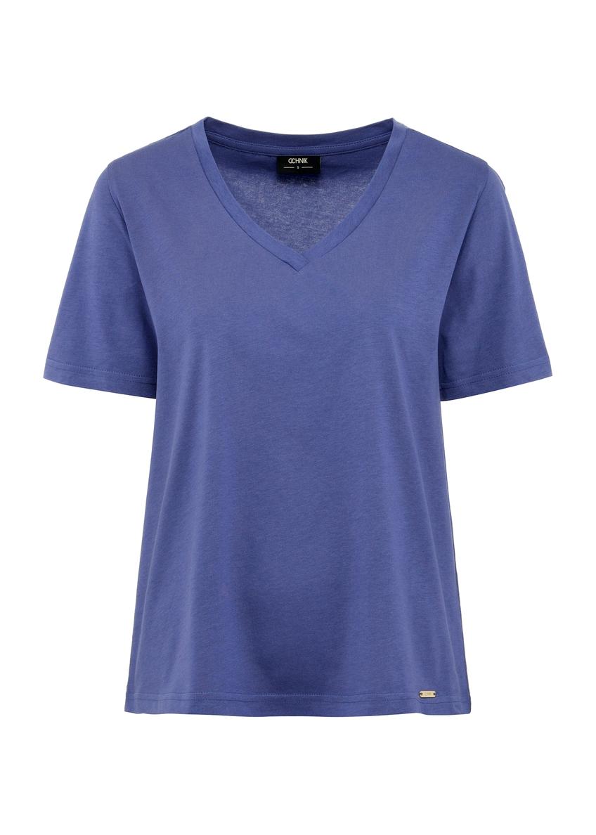 Niebieski t-shirt damski basic TSHDT-0120-61(W25)
