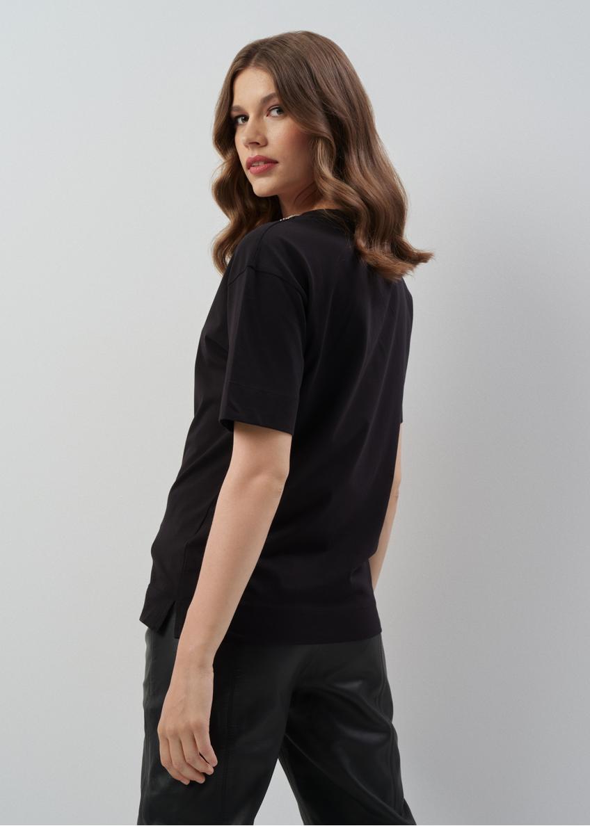Czarna bluzka bawełniana damska BLUDT-0163A-99(Z23)