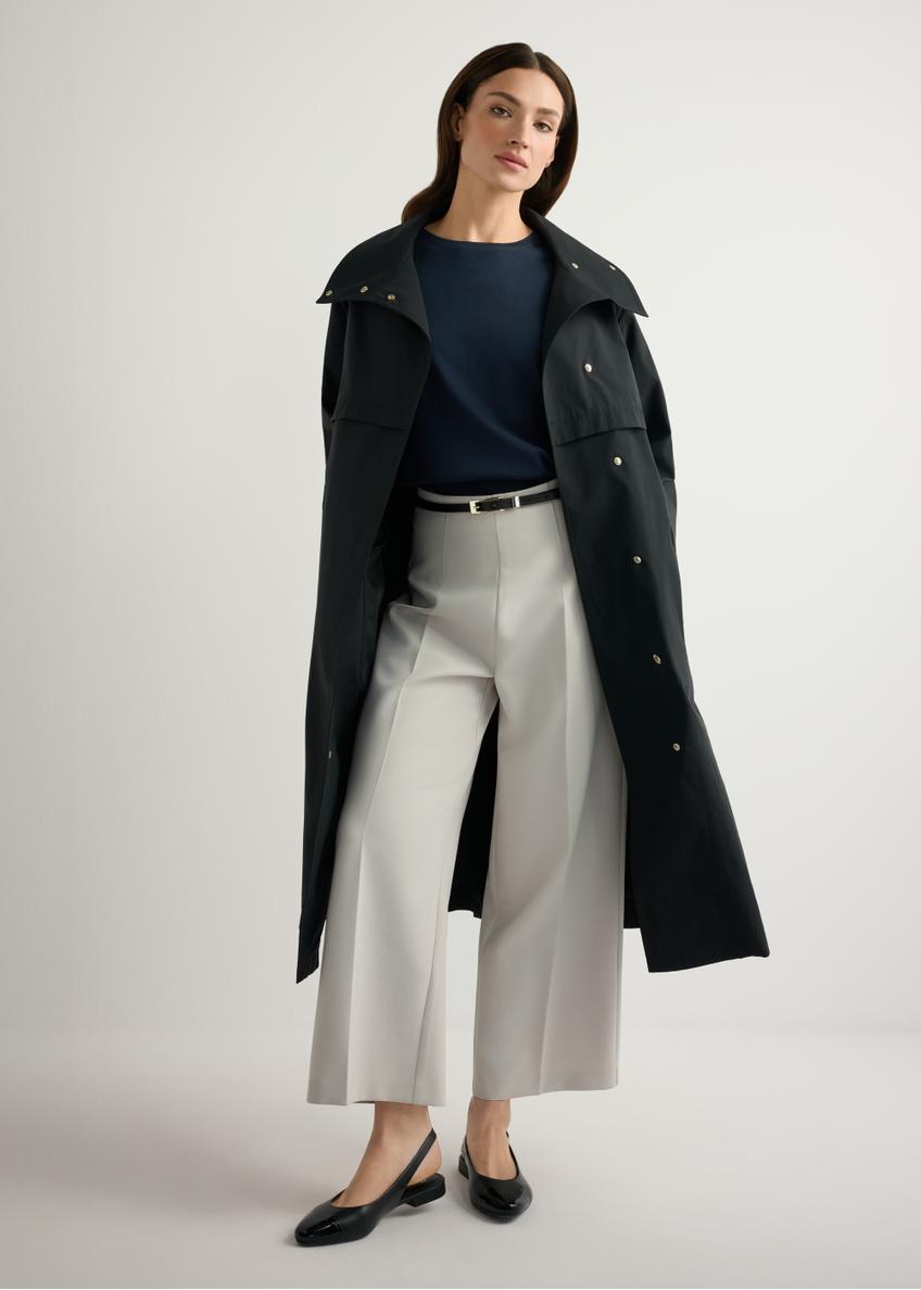 Czarny długi płaszcz damski KURDT-0653-99(W26)