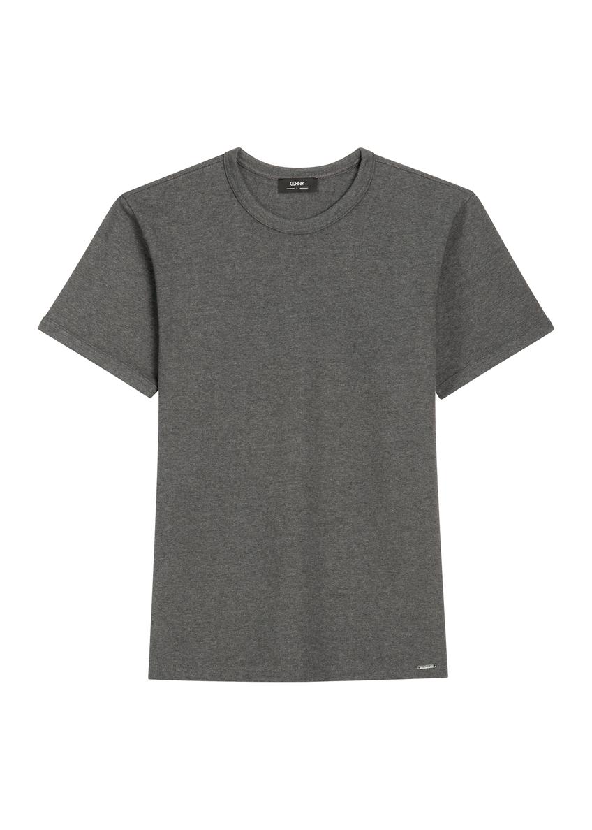 Grafitowy bawełniany T-shirt męski TSHMT-0153-9D(Z26)