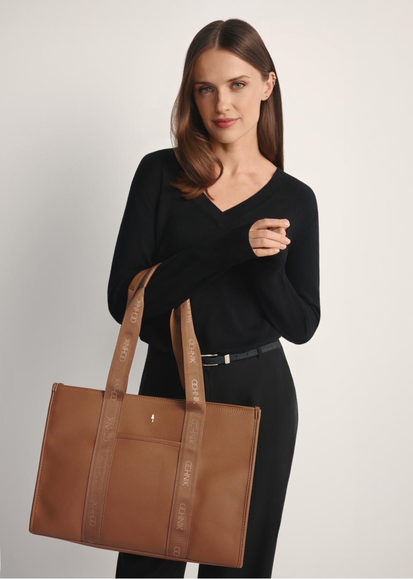 Duża torebka shopper camelowa TOREC-0977A-24(Z25)