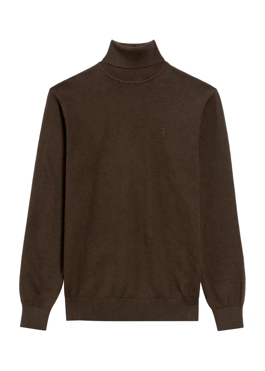 Sweter męski z golfem w kolorze czekoladowym SWEMT-0095B-90(Z25)