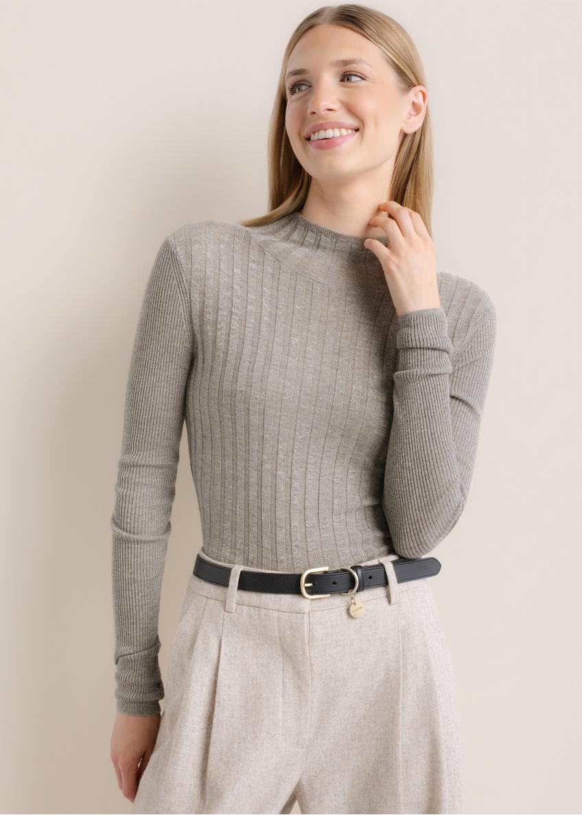 Jasnoszary sweter damski z domieszką kaszmiru SWEDT-0288-9B(Z26)