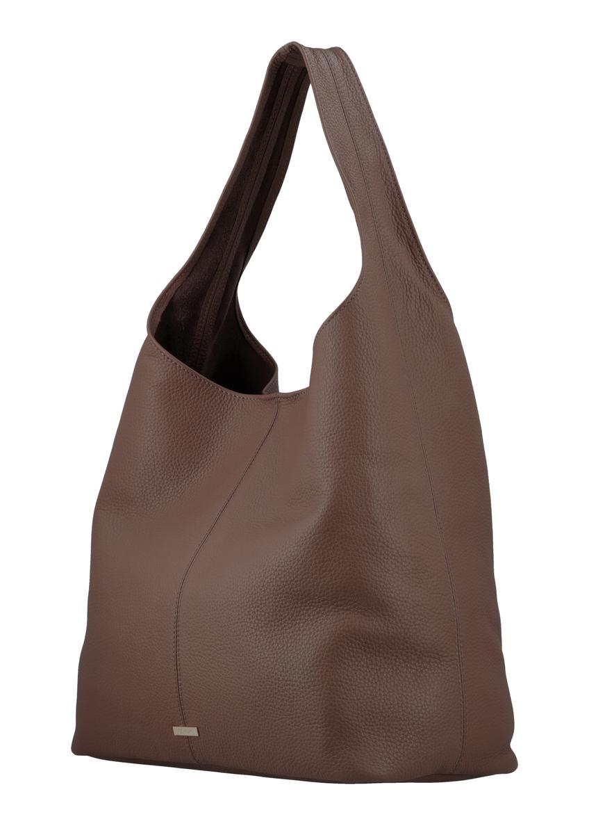 Beżowa skórzana torebka shopper TORES-1372-1K(Z26)