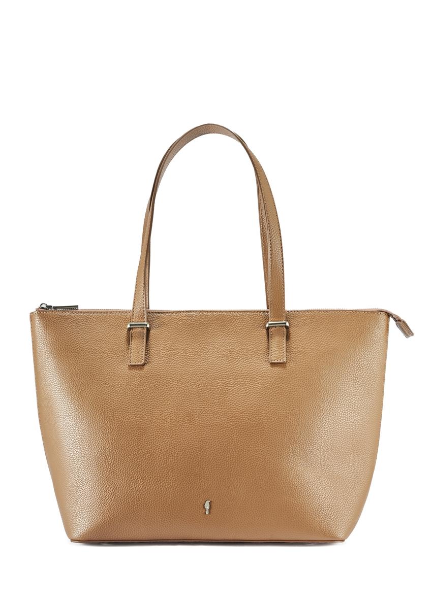 Beżowa duża shopperka damska TOREC-0953A-81(Z25)