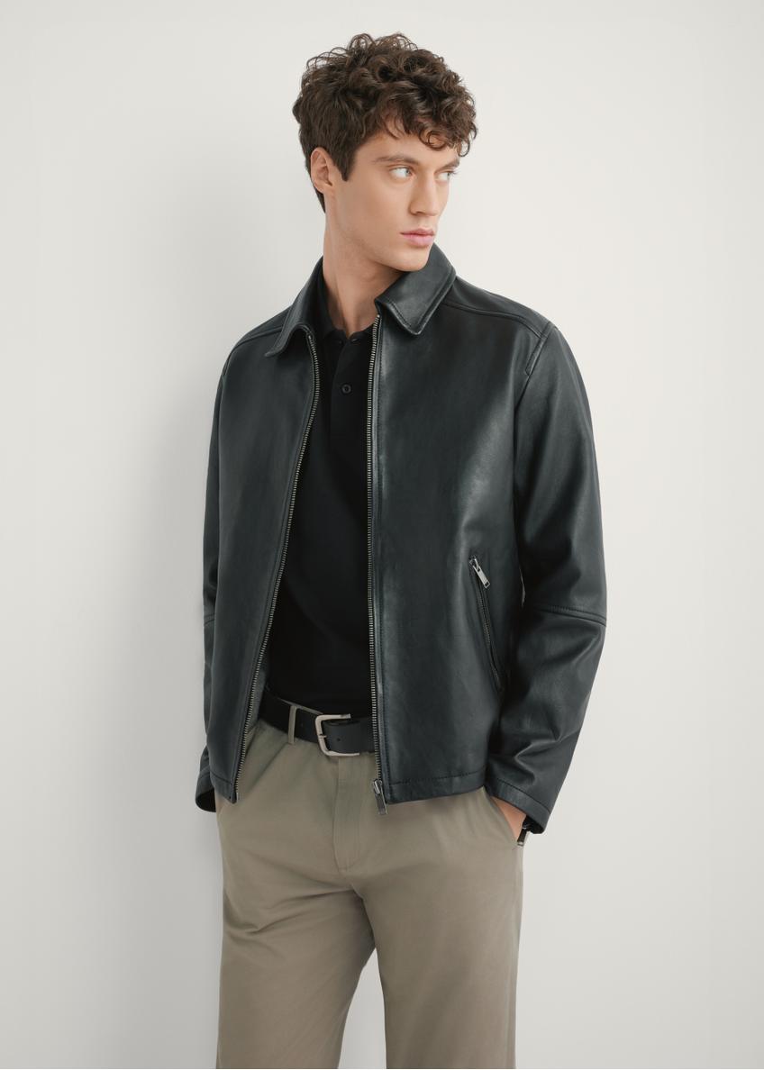 Czarna skórzana kurtka męska KURMS-0363-99(W26)