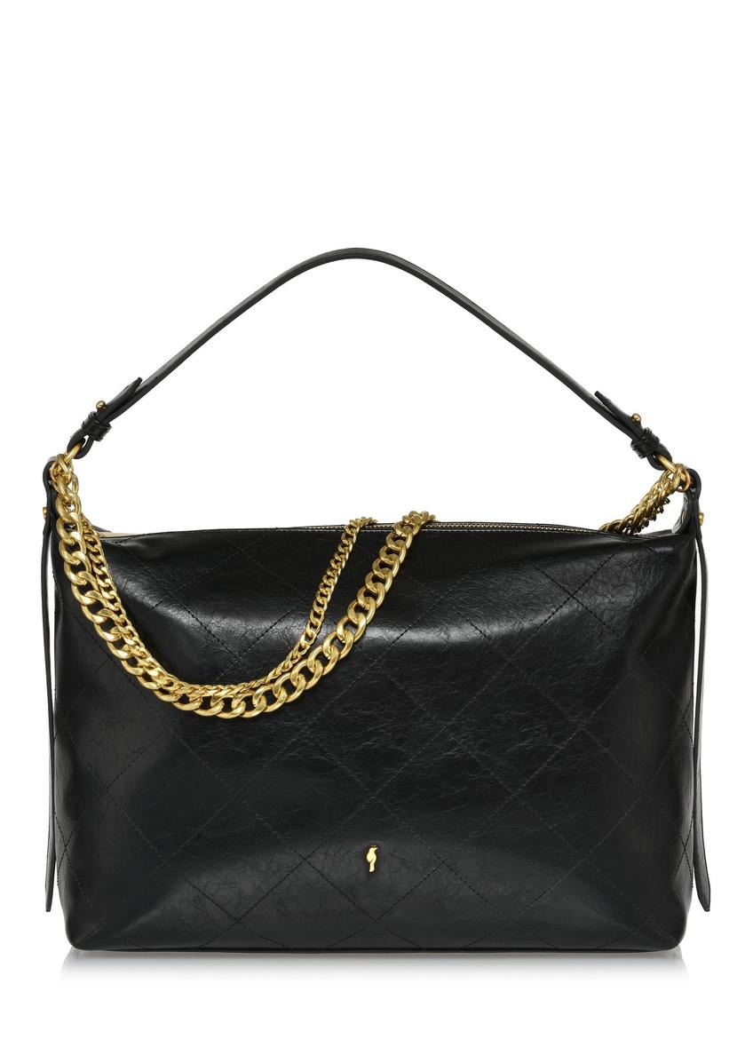 Black imitation leather handbag TOREC-0988-99(Z24)-01