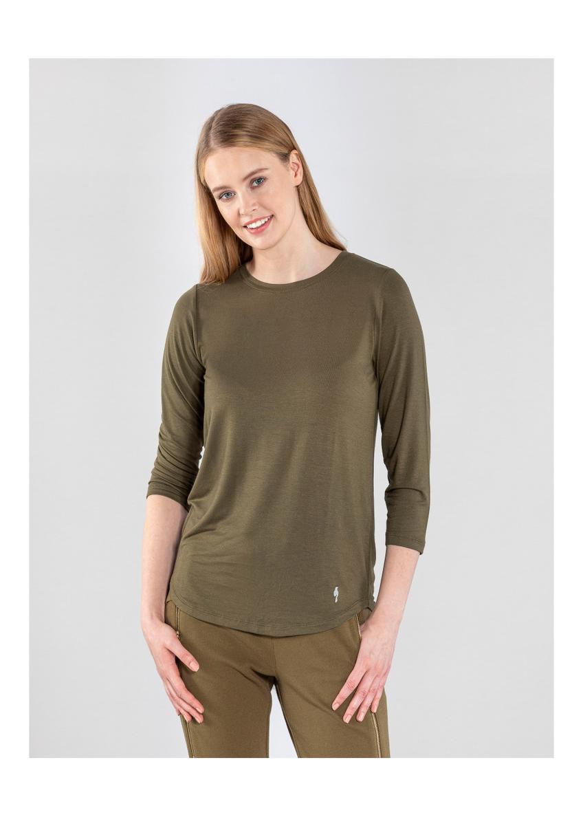 Luźna bluzka damska w kolorze khaki LSLDT-0015-55(Z20)-01