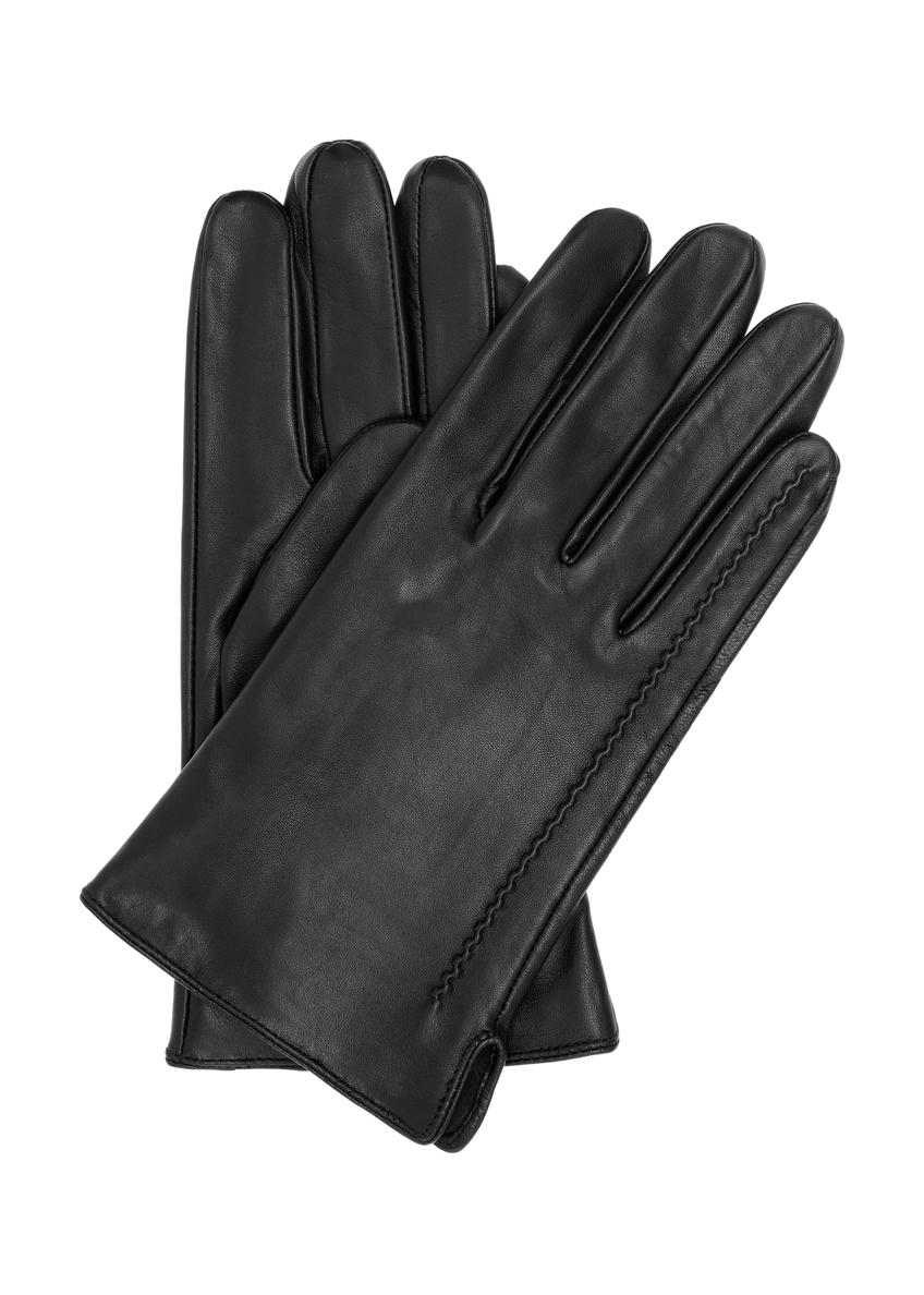 Czarne skórzane rękawiczki męskie REKMS-0001-99(Z23)