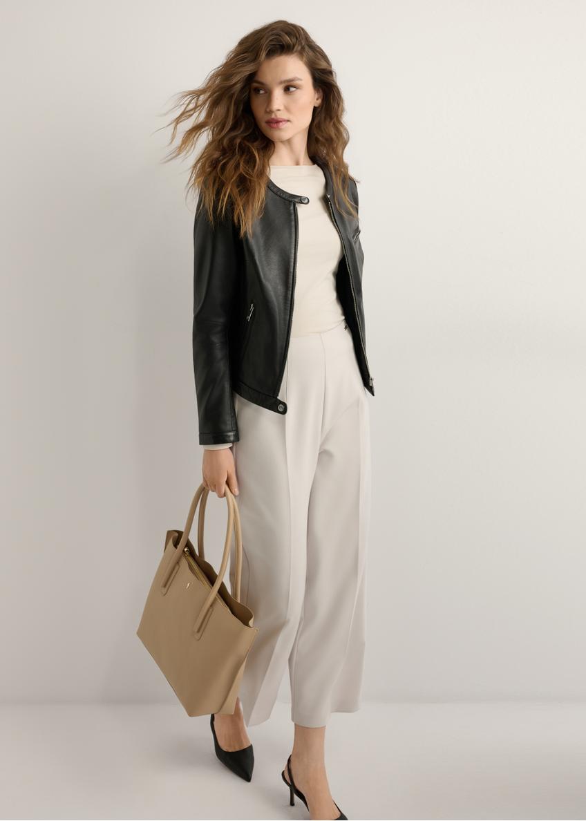 Ciemnobeżowa torebka shopper damska TOREC-0938-1C(W26)