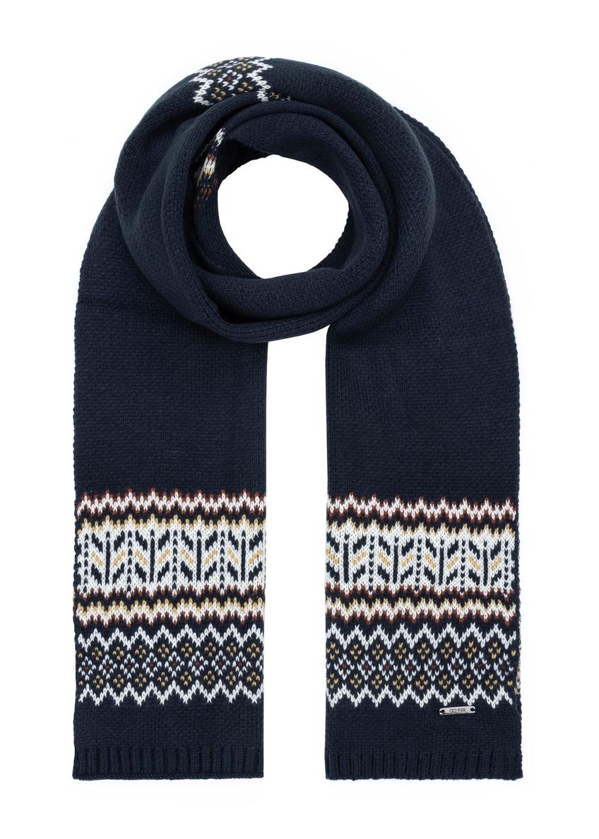 Navy blue men's winter scarf SZAMT-0074A-69(Z24)-01