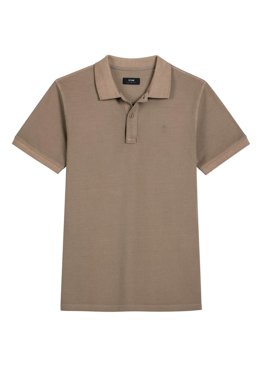 Męska koszulka polo w kolorze camelu POLMT-0055A-1D(W26)