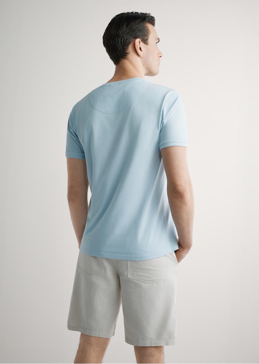 Niebieski bawełniany T-shirt męski TSHMT-0088-7A(W26)