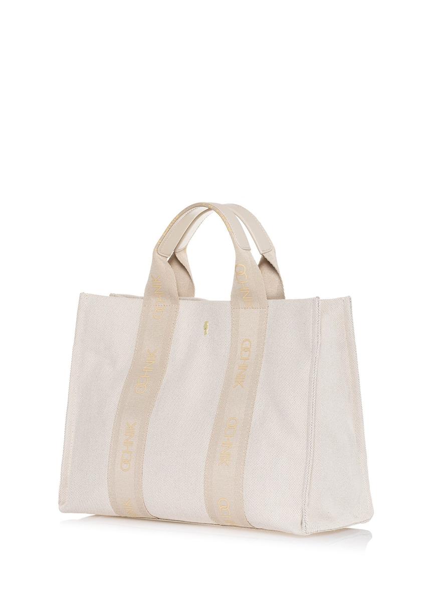 Kremowa damska torebka typu tote bag TOREN-0288A-12(W25)