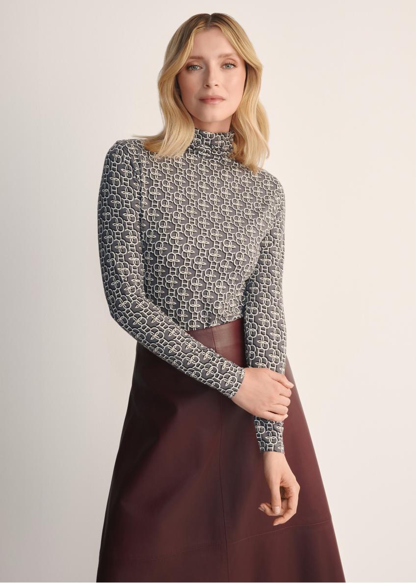 Szara bluzka damska z monogramem LSLDT-0053-96(Z25)
