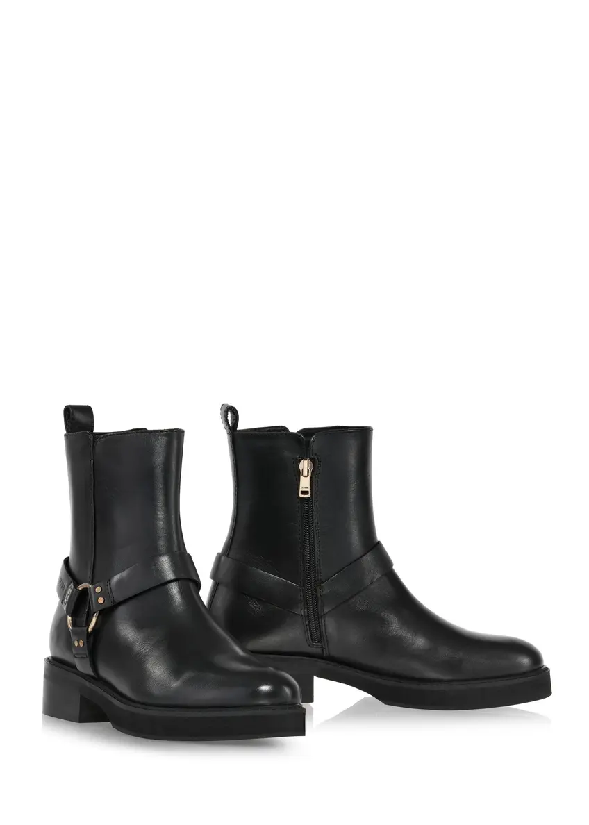 Black leather women's ankle boots BUTYD-1113-99(Z24)