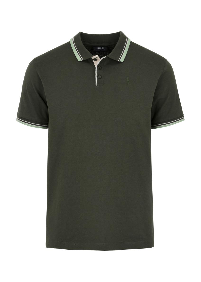 Zielona koszulka polo męska POLMT-0069-54(W24)-03