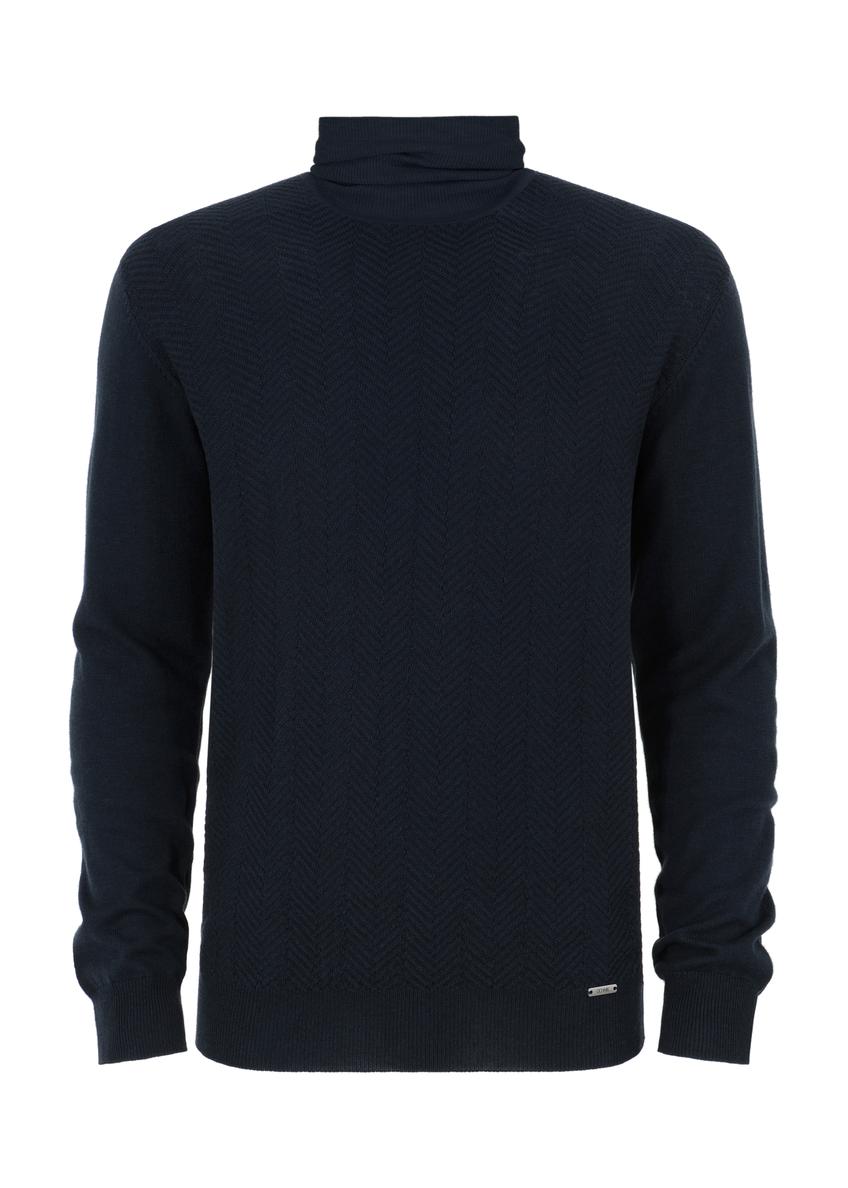 Granatowy sweter męski z golfem SWEMT-0131-69(Z23)-03