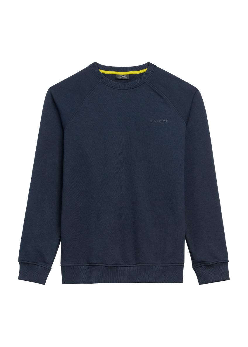 Granatowa bluza męska z bawełny BLZMT-0076-68(Z25), widok produktu od przodu na białym tle.