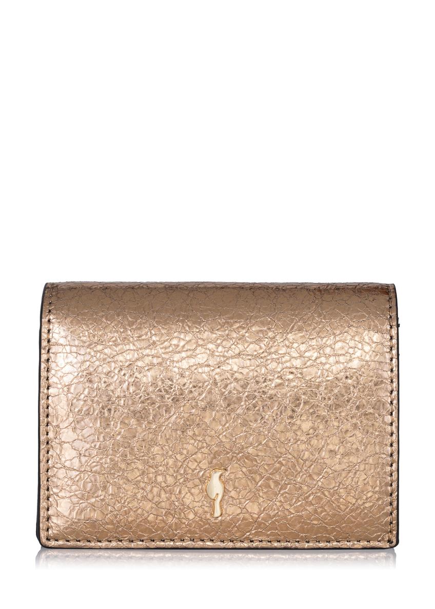 Mały złoty skórzany portfel damski PORES-0878-28(Z23)