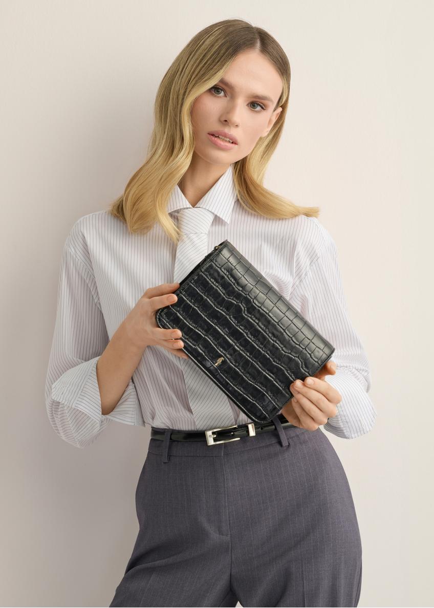 Skórzana czarna torebka damska croco TORES-1324-9G(Z26)