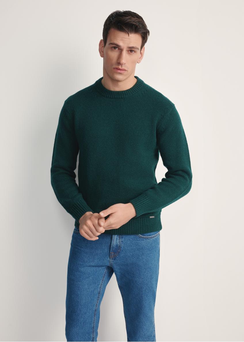 Ciemnozielony sweter męski z wełną SWEMT-0172-54(Z25)