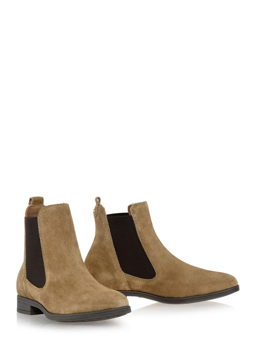 Women's suede ankle boots in dark beige BUTYD-1009-82(Z24)