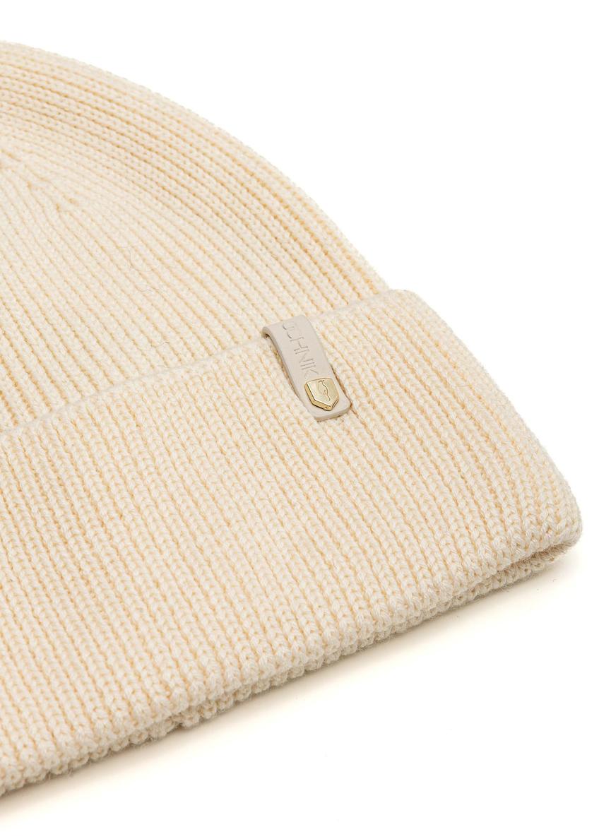 Beżowa czapka damska z wełną merino CZADT-0178A-1B(Z26)