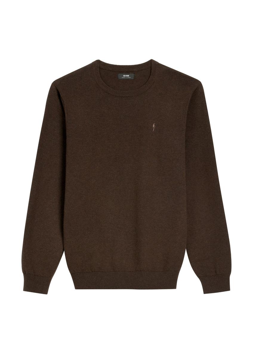 Brązowy bawełniany sweter męski SWEMT-0114A-1I(Z26)