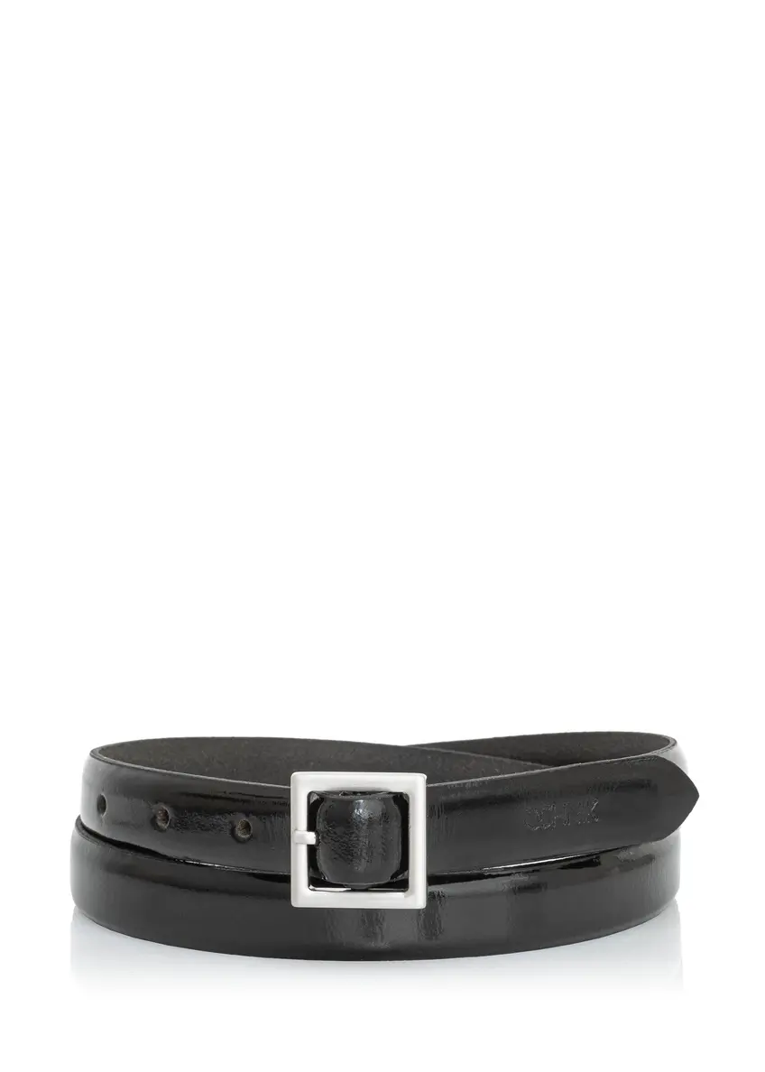 Black patent leather women's belt PASDS-0315-98(Z24)