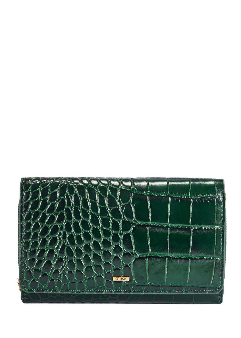 Ciemnozielony portfel damski croco PORES-0951-51(W25)