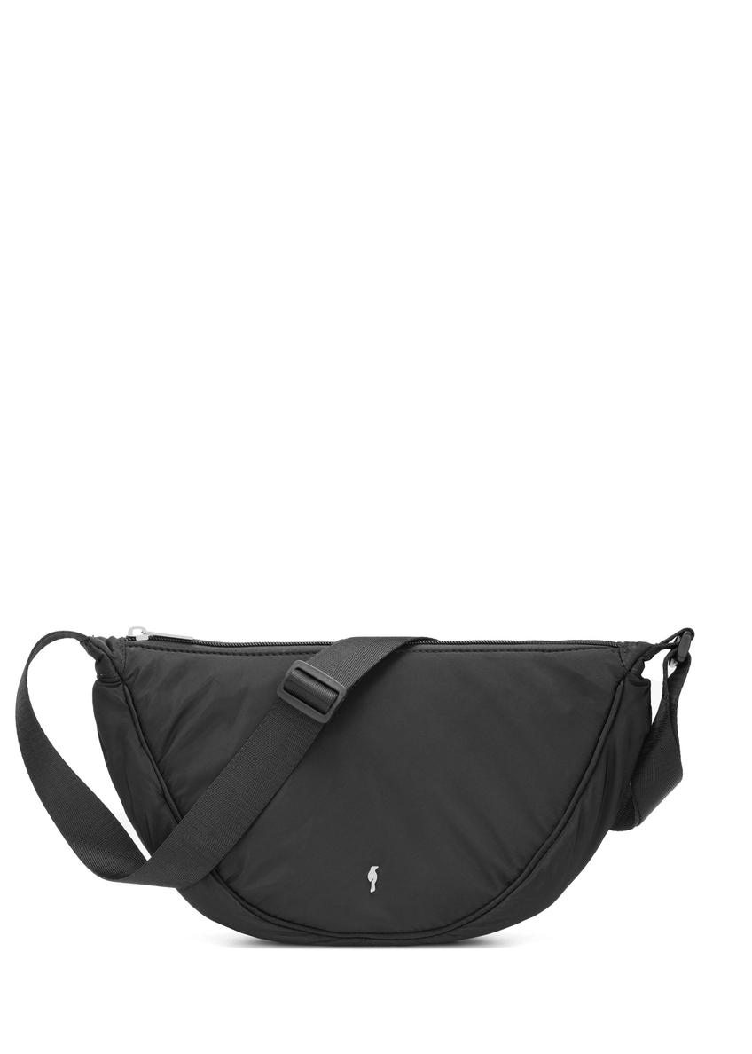 Czarna nylonowa torebka damska TOREN-0342-99(W26) - widok produktu z przodu, na białym tle. 