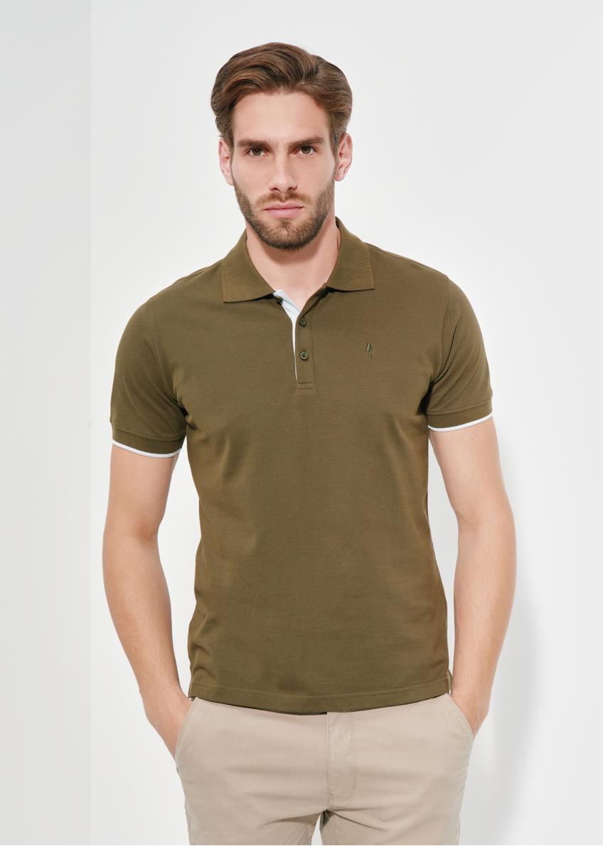 Koszulka polo męska w kolorze khaki POLMT-0045A-54(W24)