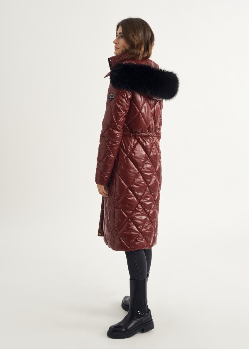 Długa bordowa kurtka damska pikowana KURDT-0481-49(Z23)