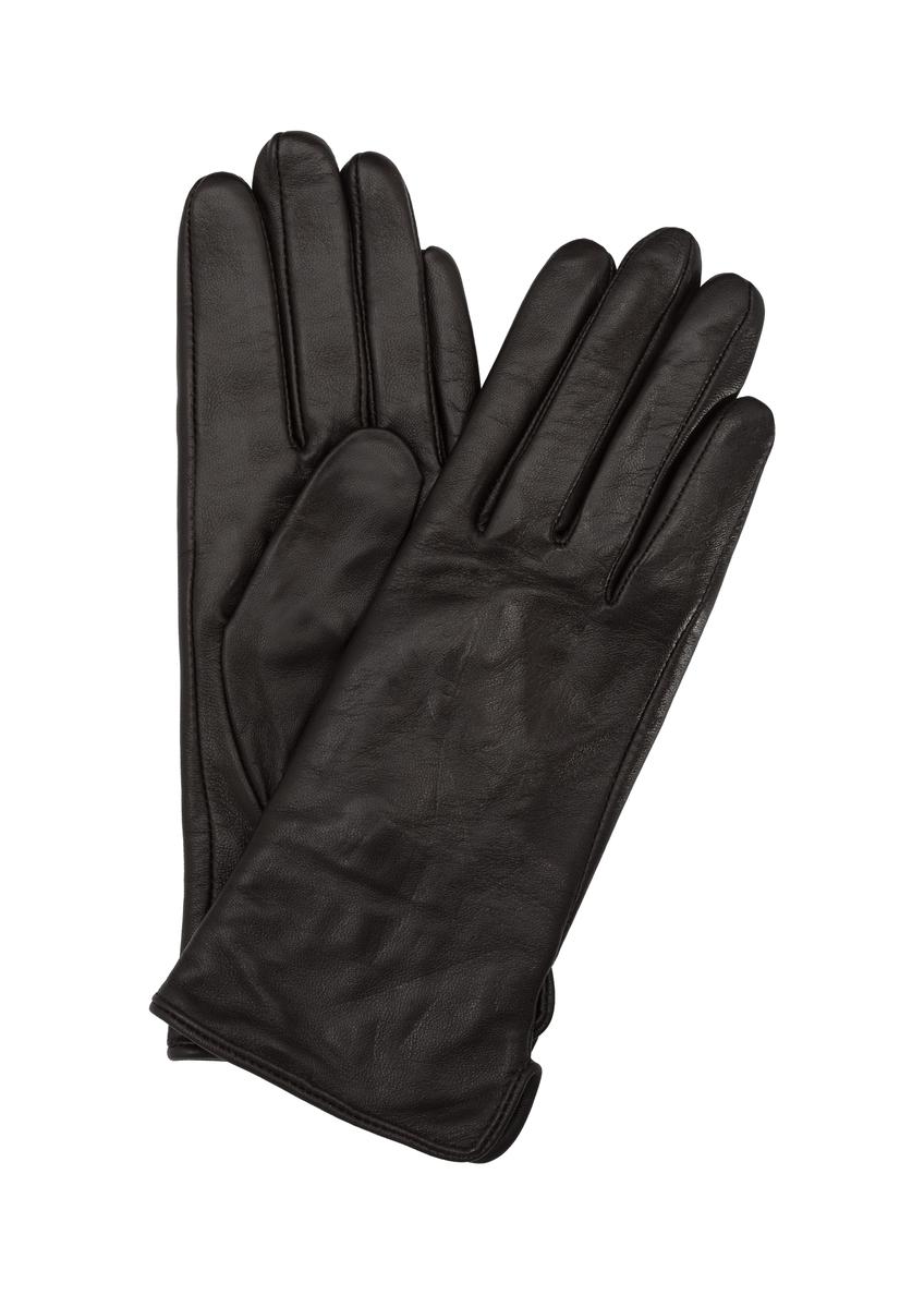 Skórzane ciemnobrązowe rękawiczki damskie REKDS-0001-90(Z23)