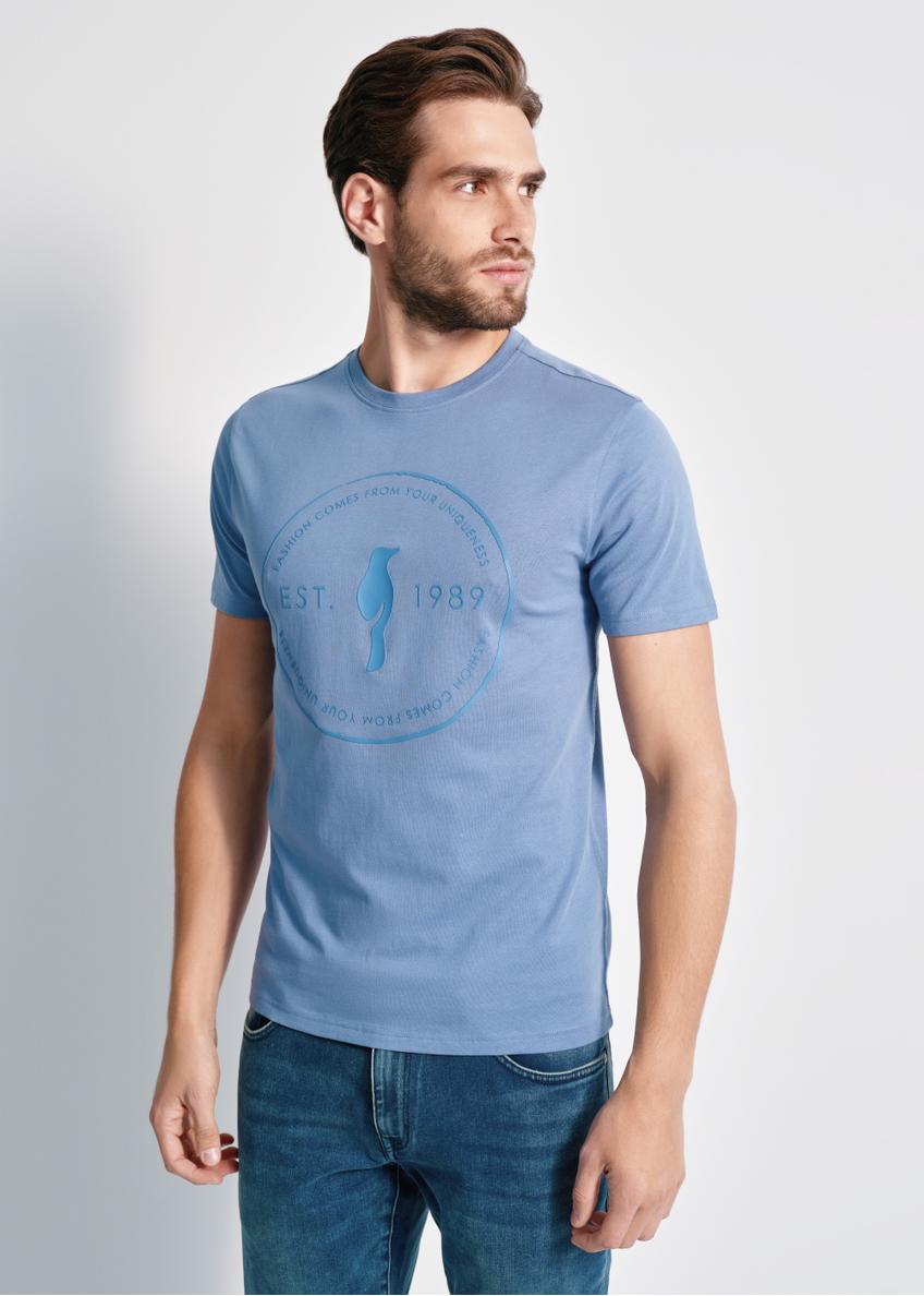 Niebieski T-shirt męski z logo marki OCHNIK TSHMT-0101-61(W24)
