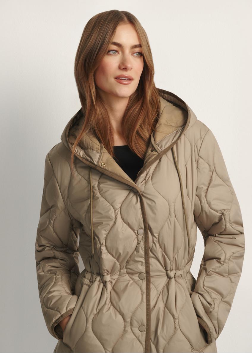 Ciemnobeżowa pikowana kurtka damska KURDT-0654-1B(W26)