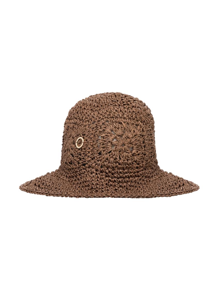 Słomkowy kapelusz damski KAPDT-0047-1E(W26), widok produktu z przodu na białym tle.