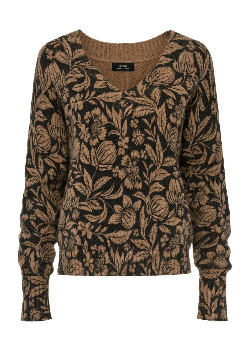 Warm women's sweater with floral print SWEDT-0219-98(Z24)