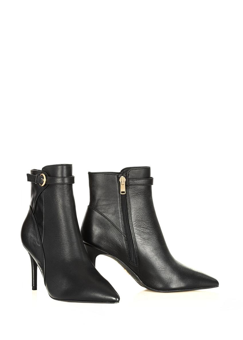 Black leather ankle boots with a high heel BUTYD-1123-99(Z24)