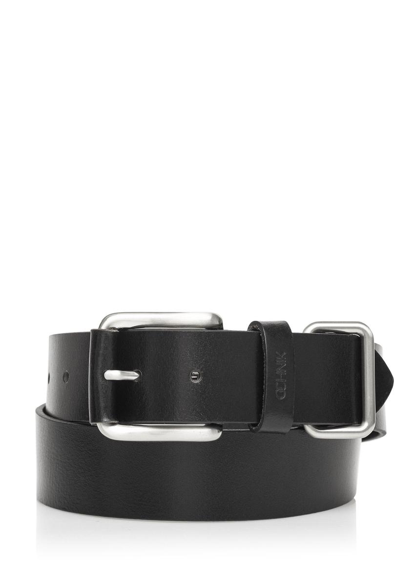 Black leather men's belt PASMS-0241-99(Z24)