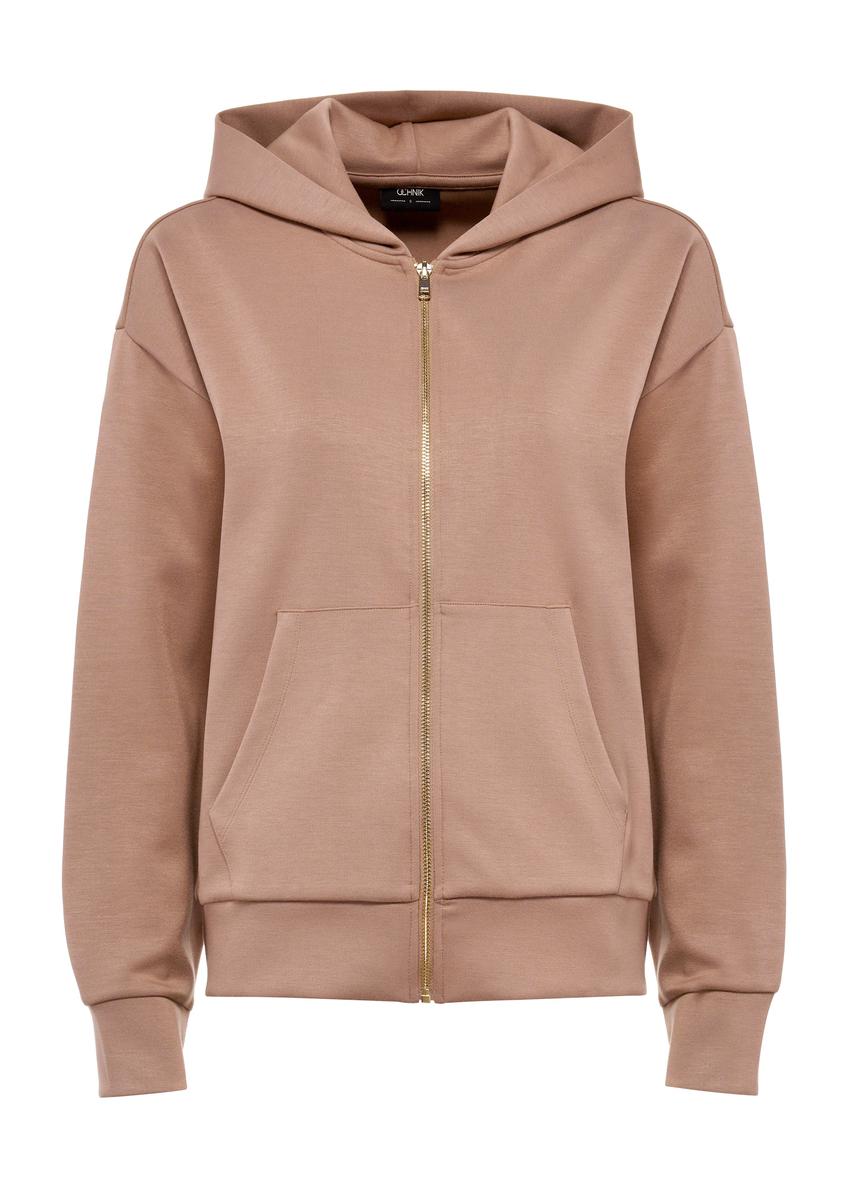 Kamelowa bluza damska z suwakiem BLZDT-0108-24(W25)-05