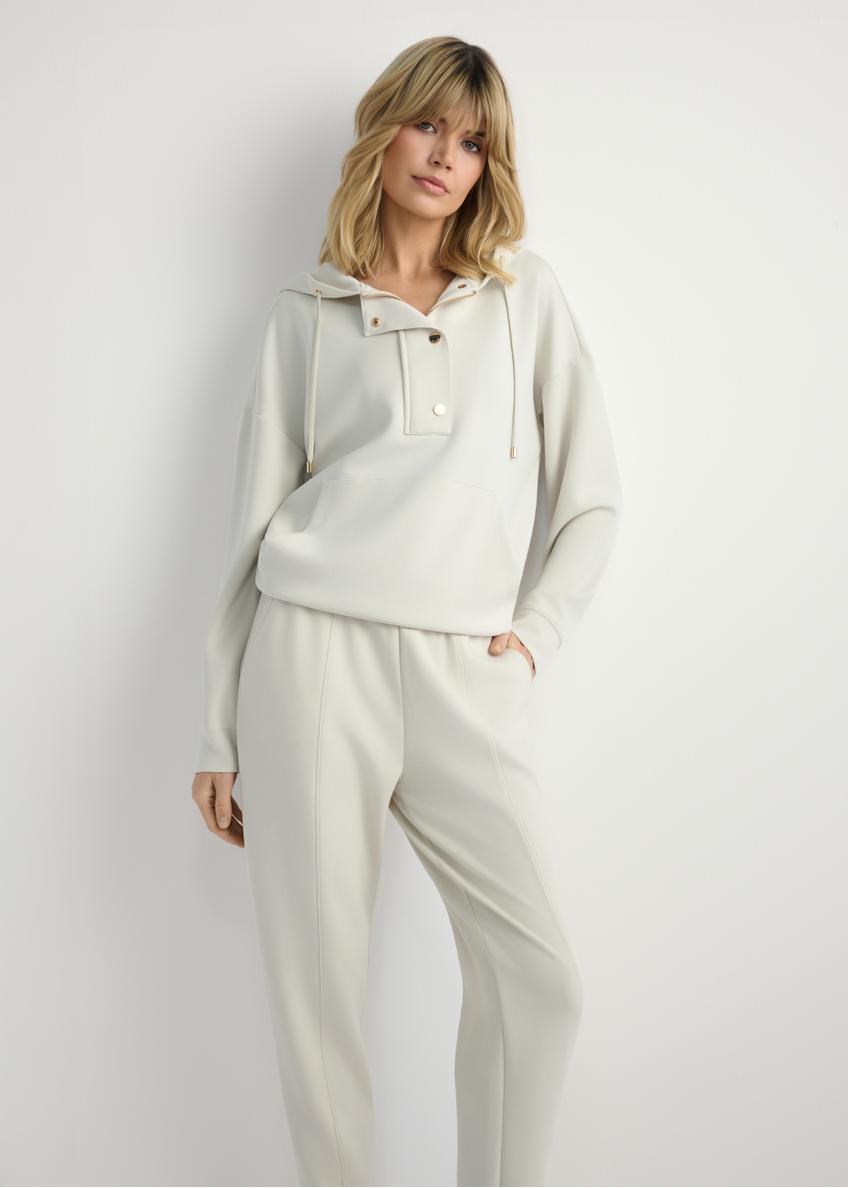 Jasnobeżowa bluza damska z kapturem BLZDT-0111A-1A(W26)