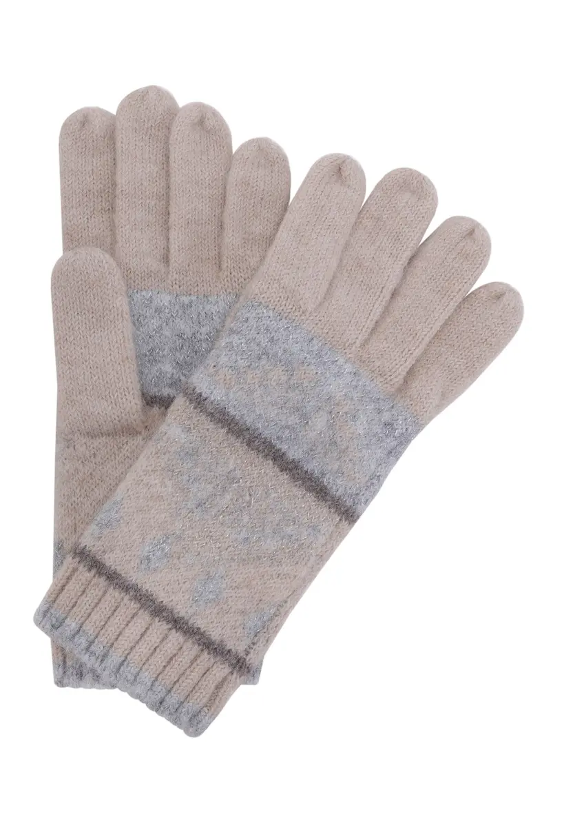 Women's winter striped gloves REKDT-0032-61(Z24)-01