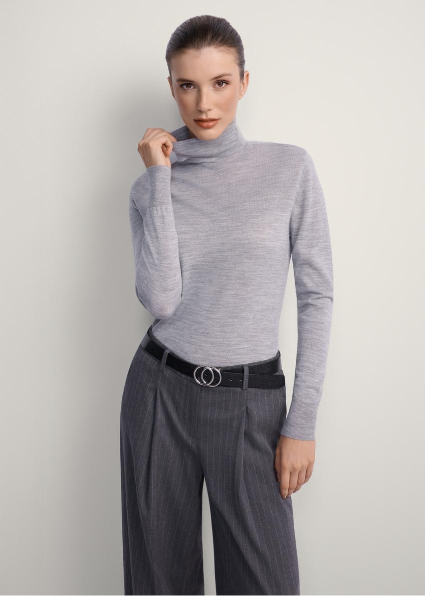 Szary golf damski z wełną SWEDT-0255-91(Z25)